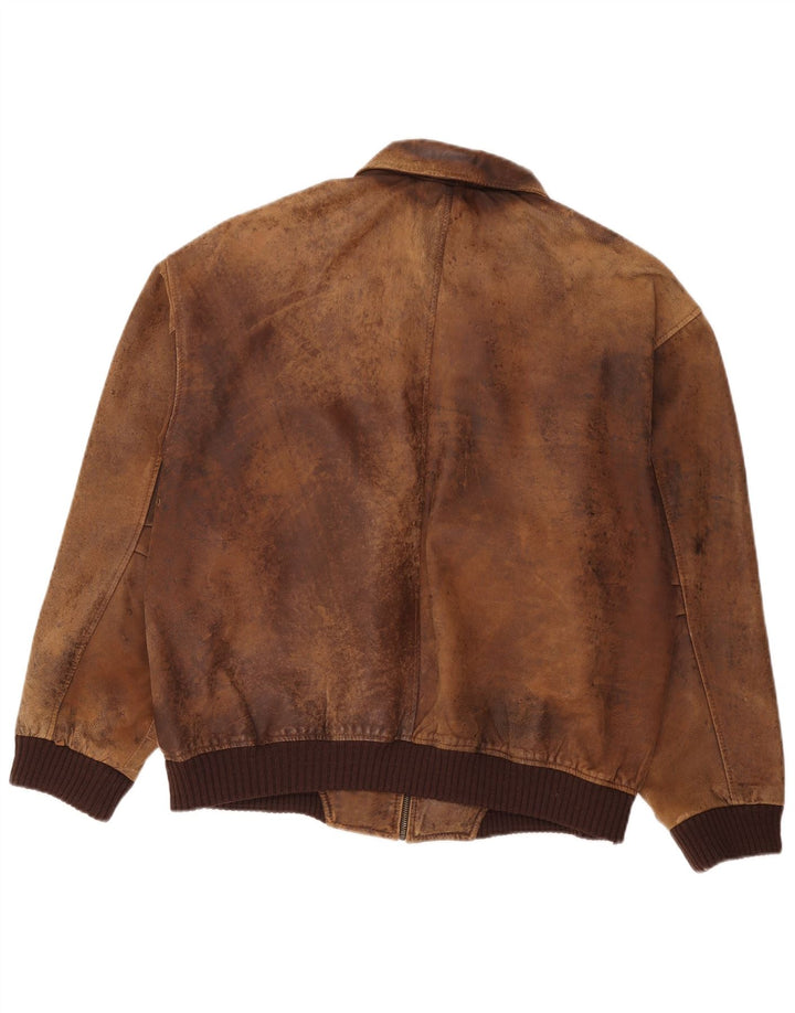 Veste en cuir homme vintage UK 44 2XL Cuir marron