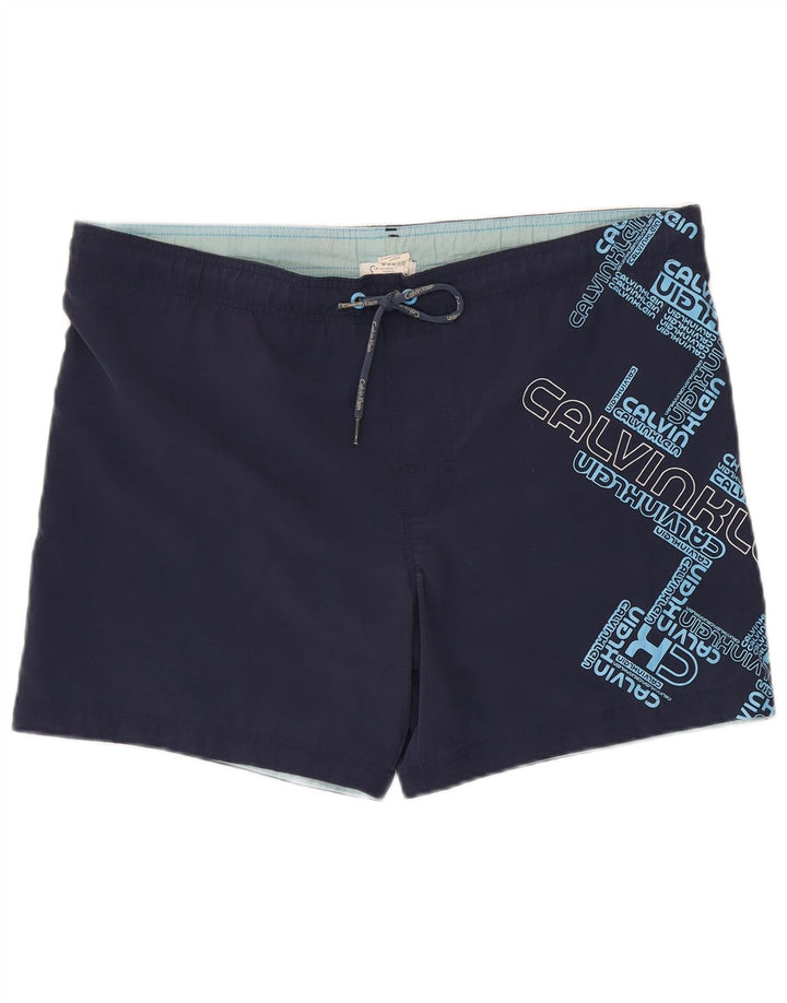 Calvin Klein Short de Bain Graphique Homme Bleu Marine Moyen Nylon