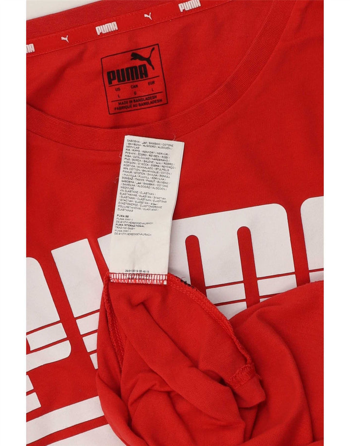 Puma Homme Graphic T-Shirt Top Large Rouge Coton
