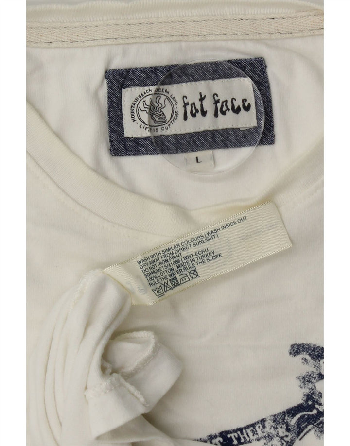 Fat Face T-Shirt Graphique Homme Grand Blanc Coton
