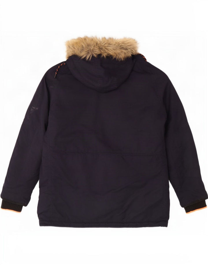 Superdry Parka à capuche pour homme UK 44 2XL Bleu marine Polyester