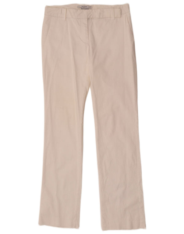 Zara Pantalon Chino Droit Femme EU 38 Small W28 L31 Coton Blanc