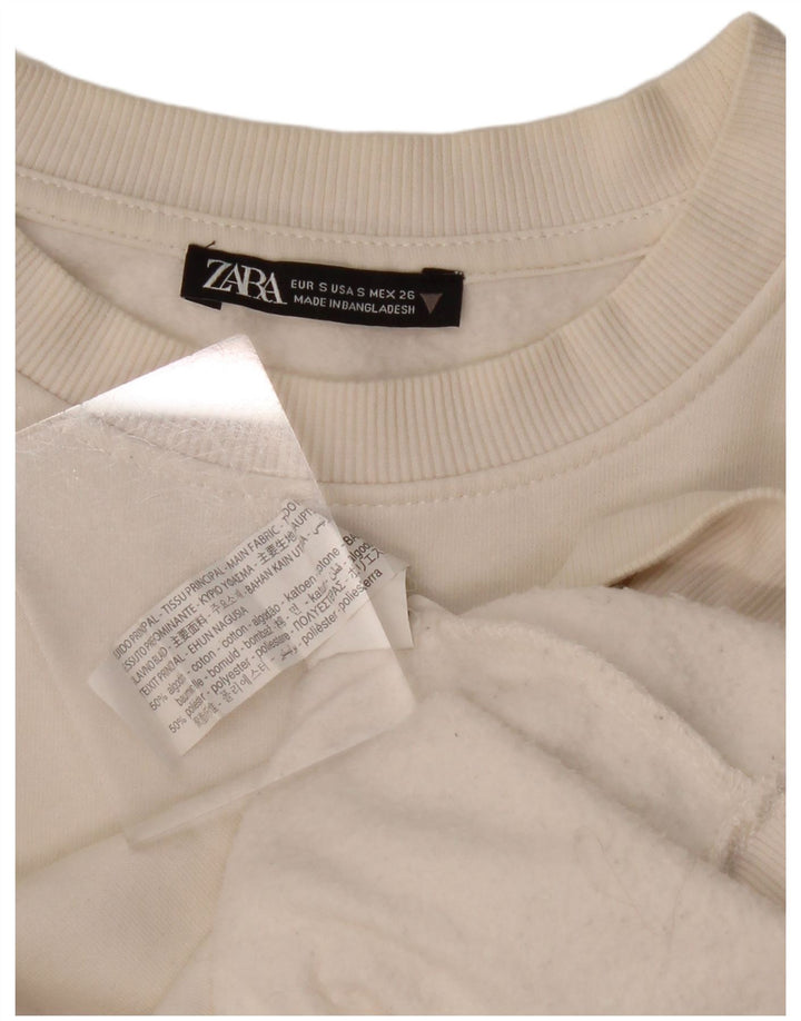 Zara Womens Crop Oversize Sweatshirt Jumper UK 10 Petit Coton Blanc