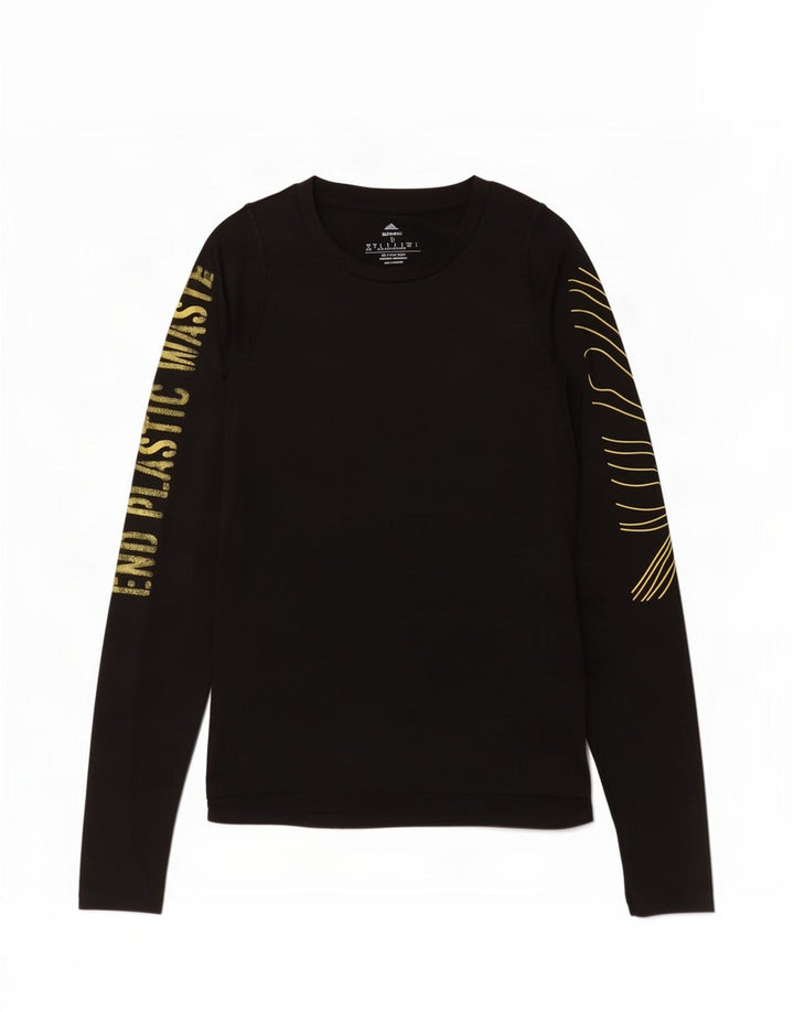 Adidas Haut graphique à manches longues pour femme UK 8/10 Petit Noir Polyester