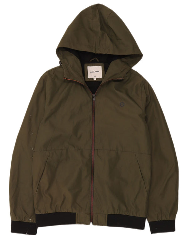 Jack & Jones Veste coupe-vent à capuche pour homme UK 36 Small Kaki Polyester