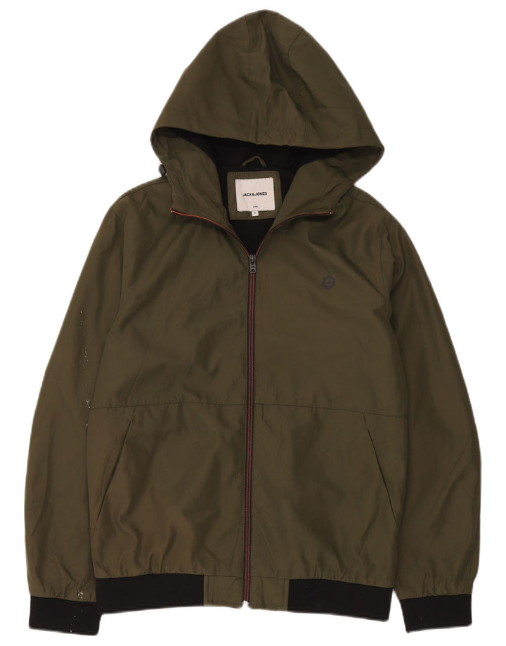 Jack & Jones Veste coupe-vent à capuche pour homme UK 36 Small Kaki Polyester