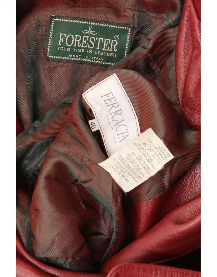 Forester Veste blazer en cuir à 3 boutons pour femme IT 46 Grand cuir bordeaux