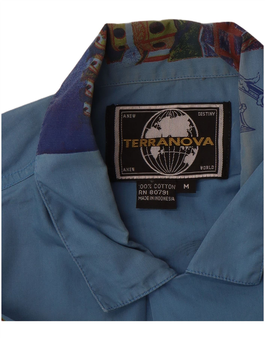 TERRANOVA Chemise Graphique à Manches Courtes Homme Bleu Moyen Patchwork Coton