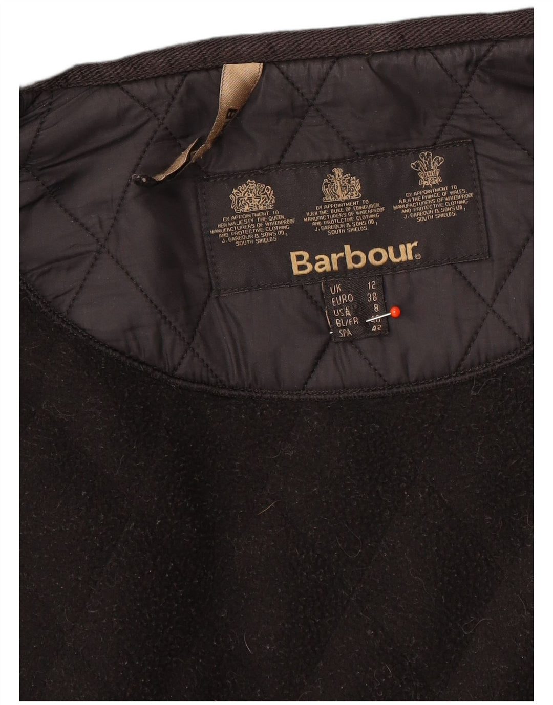 Barbour Veste utilitaire matelassée pour femme UK 12 Medium Noir