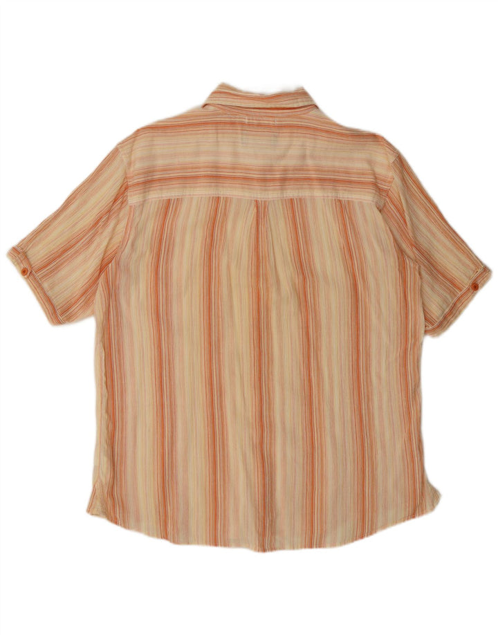 Wrangler Chemise à Manches Courtes Homme Coton Rayé Beige Moyen