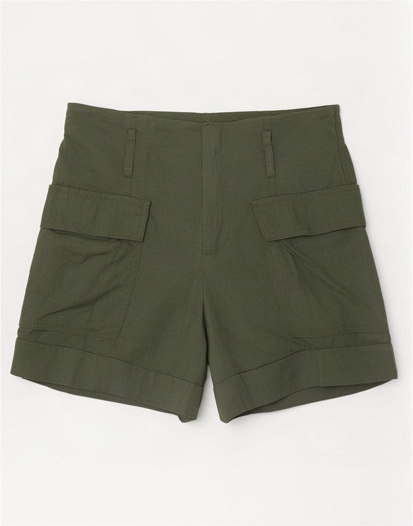 Zara Short Cargo Taille Haute Femme XS W24 Lin Kaki