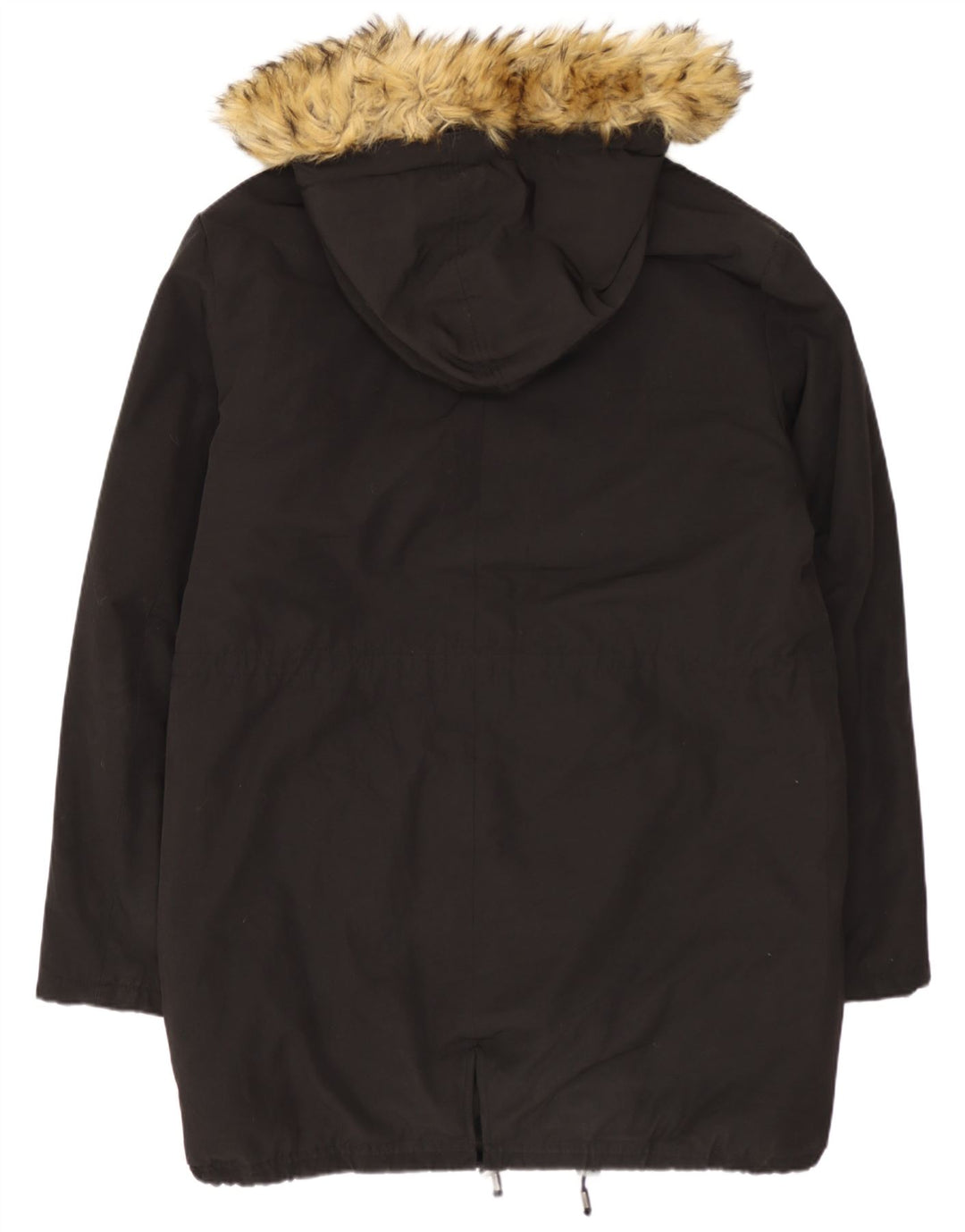 Zara Parka à capuche pour homme UK 40 Large Noir Coton