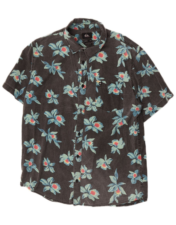 Quiksilver Chemise à manches courtes pour hommes, coupe régulière, grand coton floral gris