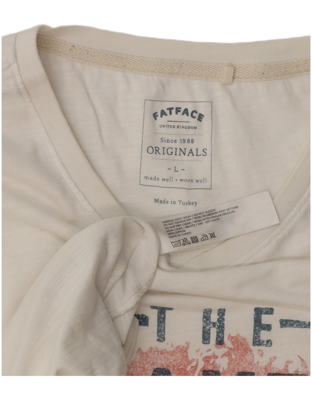 Fat Face T-Shirt Graphique Homme Grand Blanc Coton