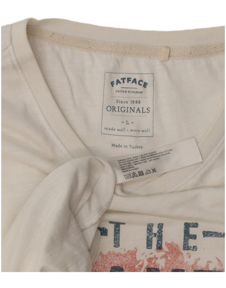 Fat Face T-Shirt Graphique Homme Grand Blanc Coton