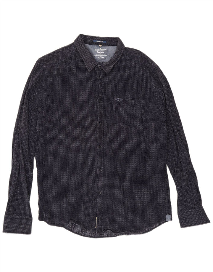 PEPE Jeans Chemise Homme XL Bleu Marine Tacheté Coton