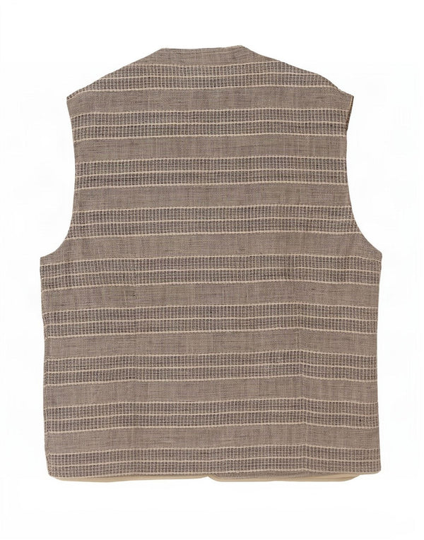 vintage Mens Classic Fit Gilet Grand Marron Rayé