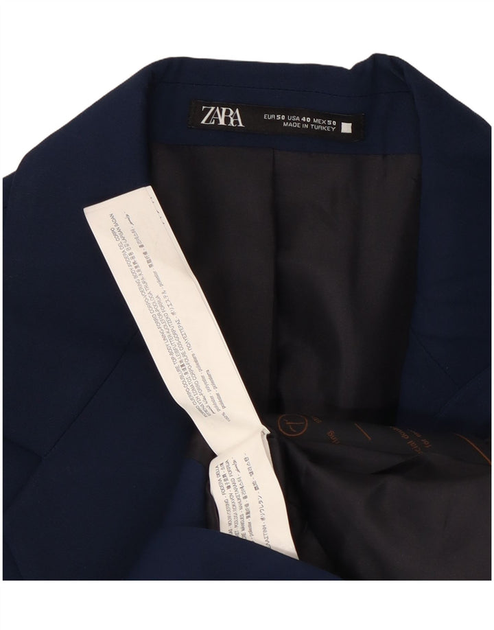 Zara Veste blazer à 2 boutons pour homme EU 50 Bleu marine moyen Polyester