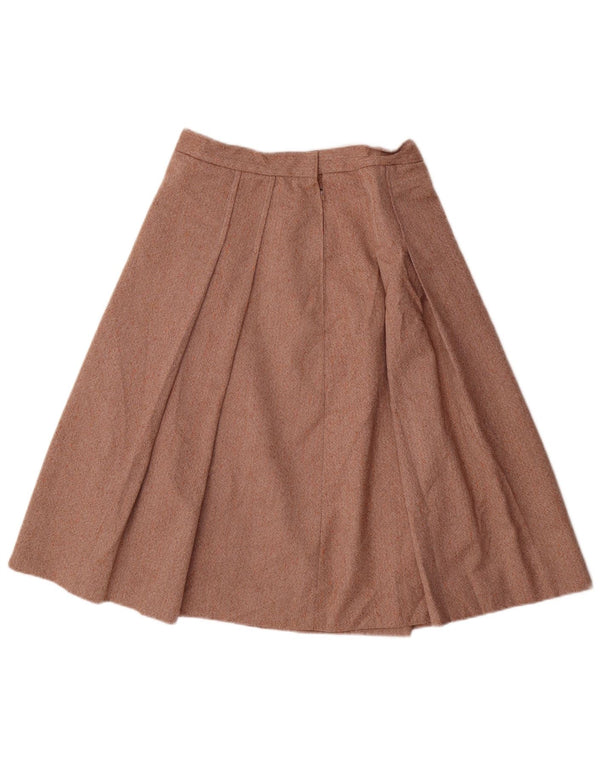 vintage Femmes Plissée A-Line Jupe W26 Petit Brun