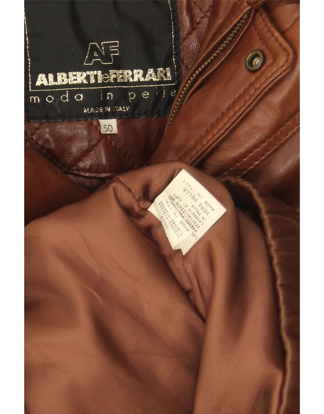 veste en cuir bomber homme vintage IT 50 Grand Marron
