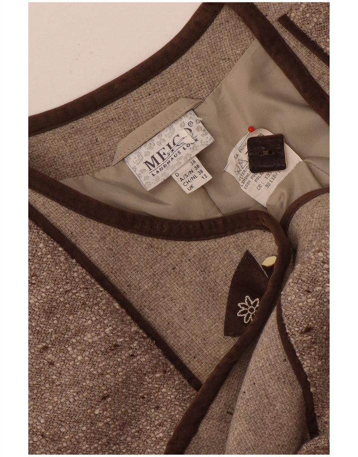 Meico Veste blazer à 5 boutons pour femme UK 12 Marron moyen Polyester