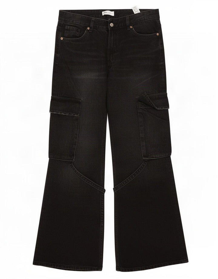 Zara Jean Cargo Bootcut Femme EU 40 Moyen W30 L32 Coton Noir