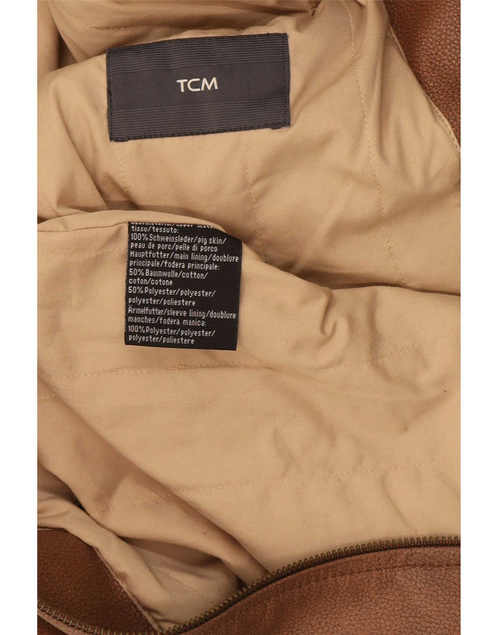 TCM Veste de motard en cuir pour homme UK 38 Marron moyen