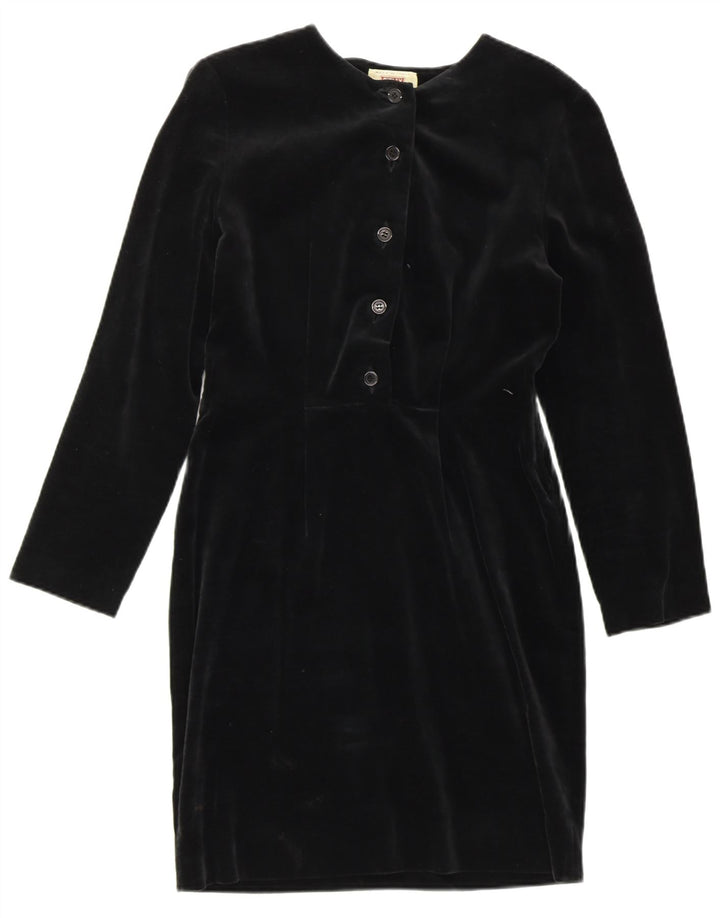 SISLEY Robe fourreau en velours pour femme UK 6 XS Noir Coton