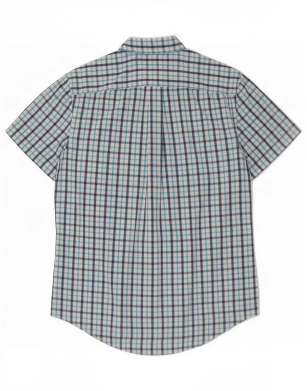 Tommy Hilfiger Chemise à manches courtes pour homme en coton à carreaux bleus