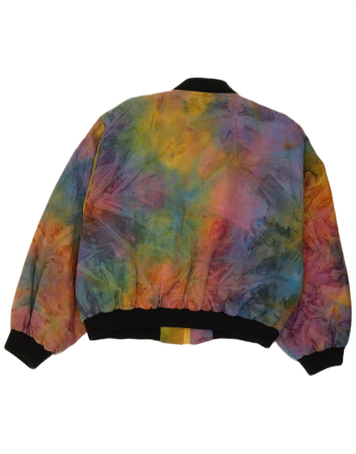 Veste Bomber Femme Vintage IT 42 Medium Multicolore Tie Dye Polyamide