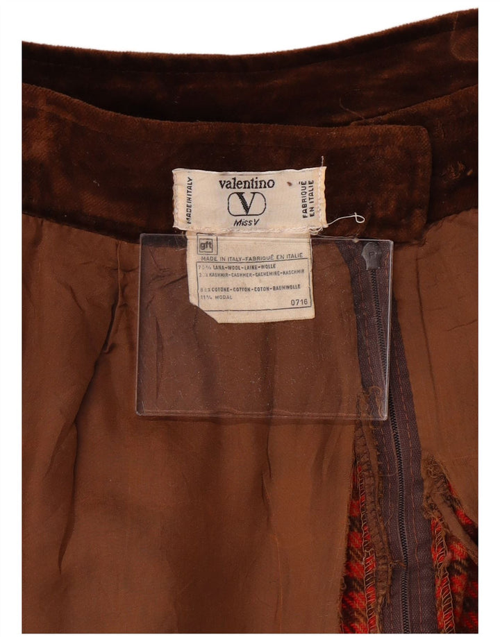 VALENTINO Femme Jupe Trapèze Miss V W30 Laine Pied-de-Poule Rouge Moyen