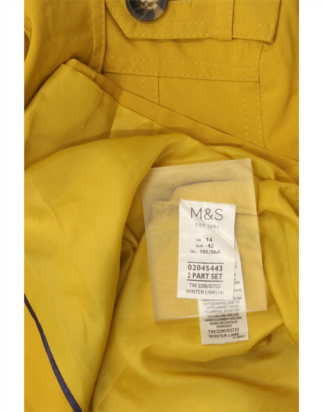 Marks & Spencer Trench-Coat Femme UK 44 Polyester Jaune Moyen