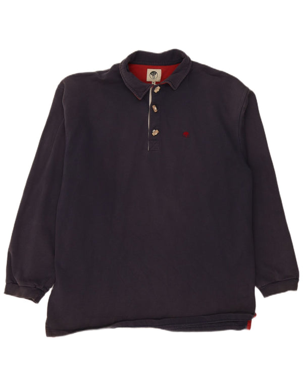 FAT FACE Polo à Manches Longues Homme XL Bleu Marine Coton