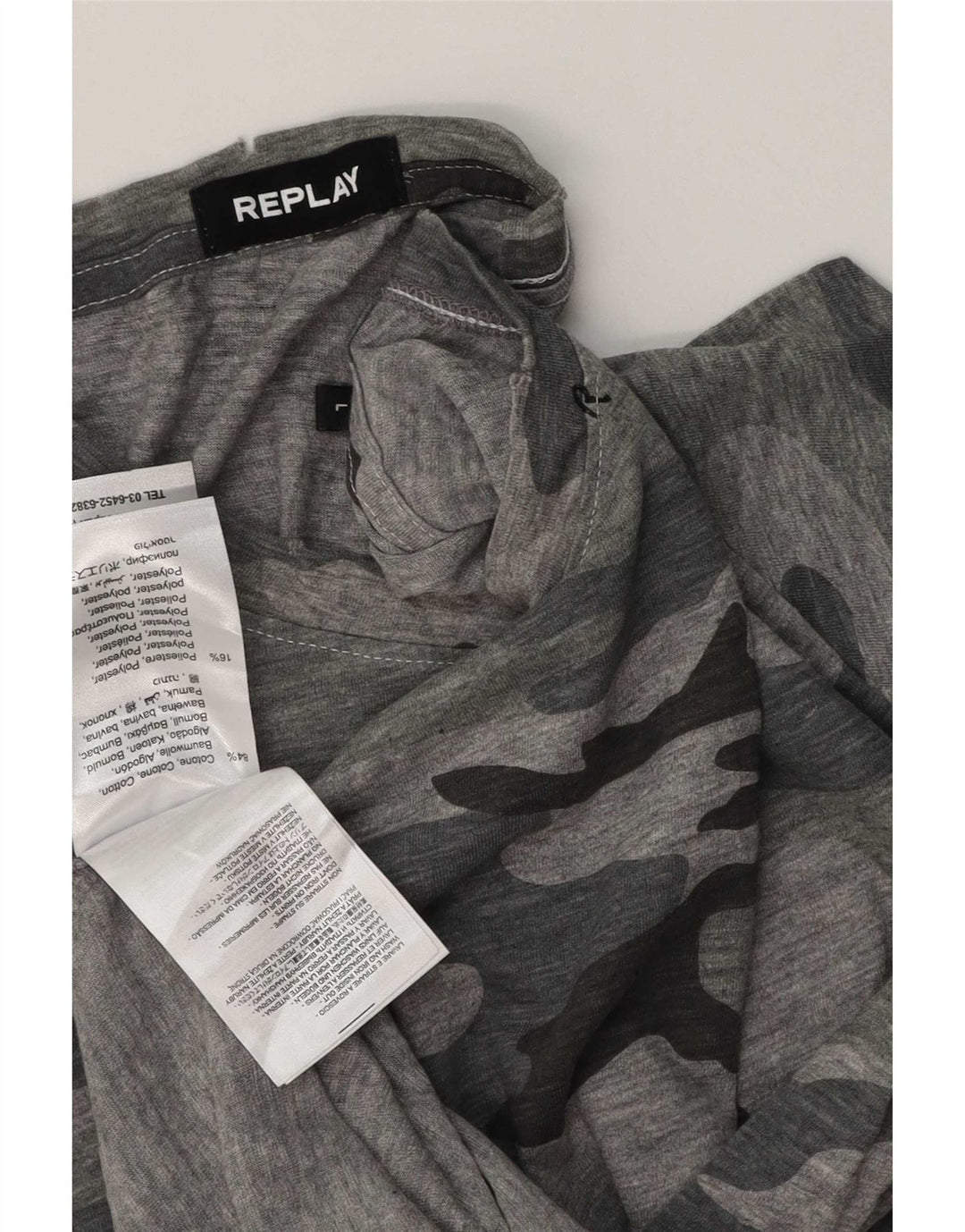 Replay T-Shirt Homme Haut Large Gris Camouflage