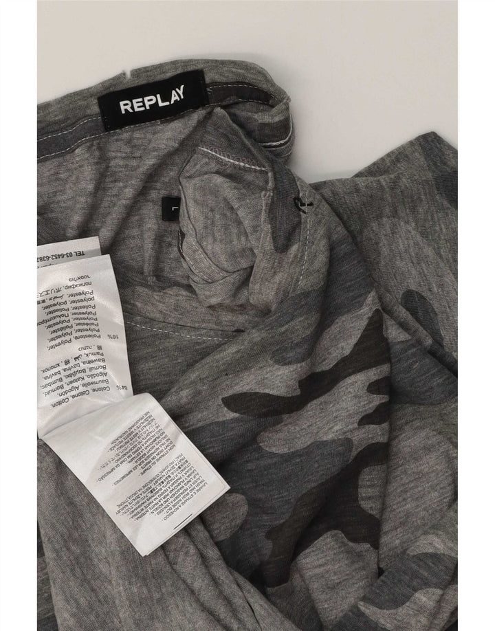 Replay T-Shirt Homme Haut Large Gris Camouflage