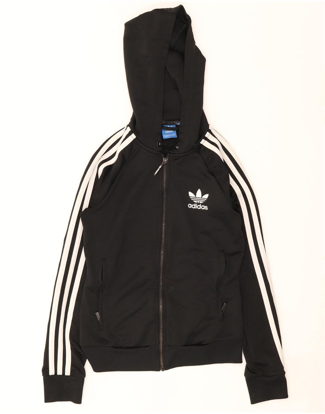 Adidas Pull à capuche zippé pour femme UK 8 Petit Noir Polyester