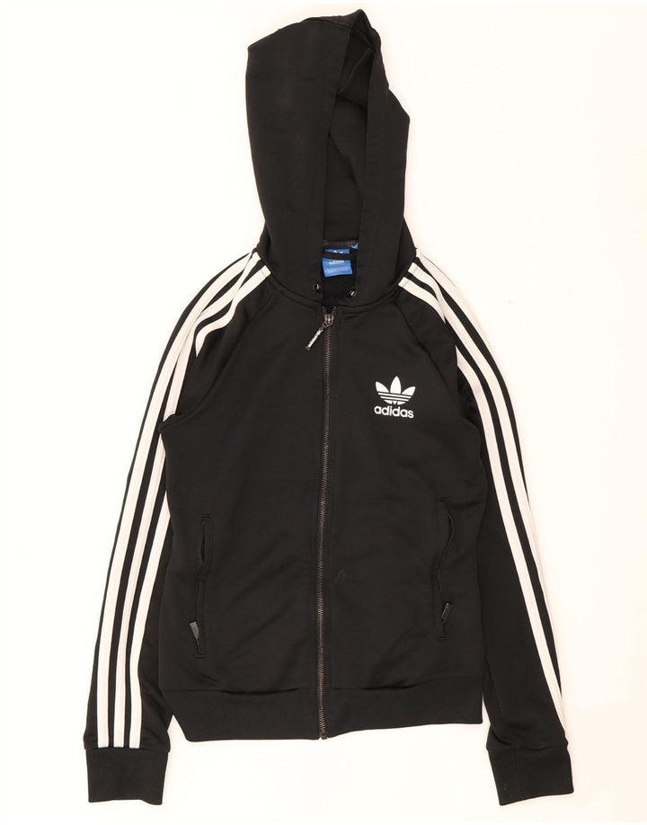 Adidas Pull à capuche zippé pour femme UK 8 Petit Noir Polyester