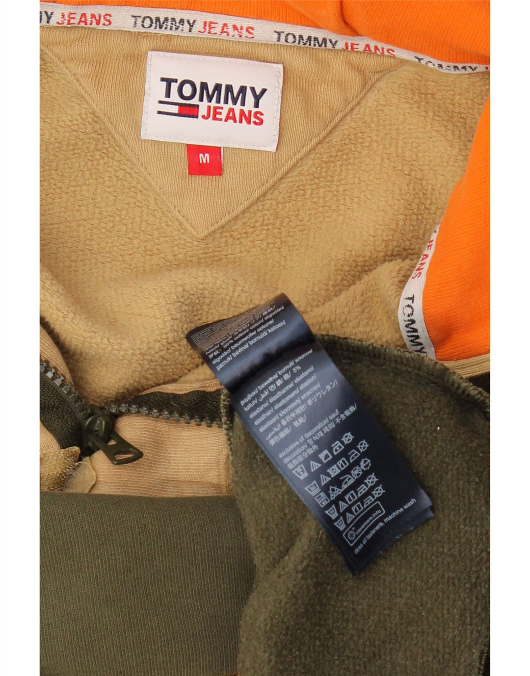 TOMMY JEANS Pull à Capuche Oversize à Col Zippé Homme Vert Moyen Colourblock