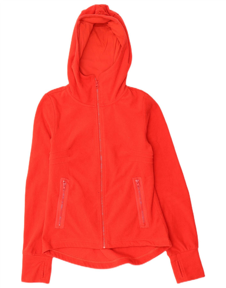 Veste polaire à capuche graphique femme vintage UK 10 petit polyester rouge