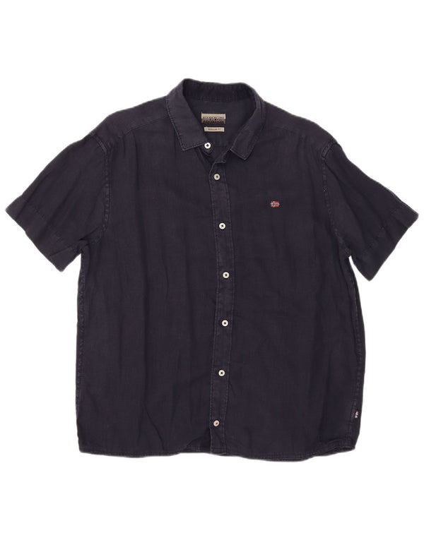 Napapijri Chemise à Manches Courtes Regular Fit Homme Bleu Marine Moyen