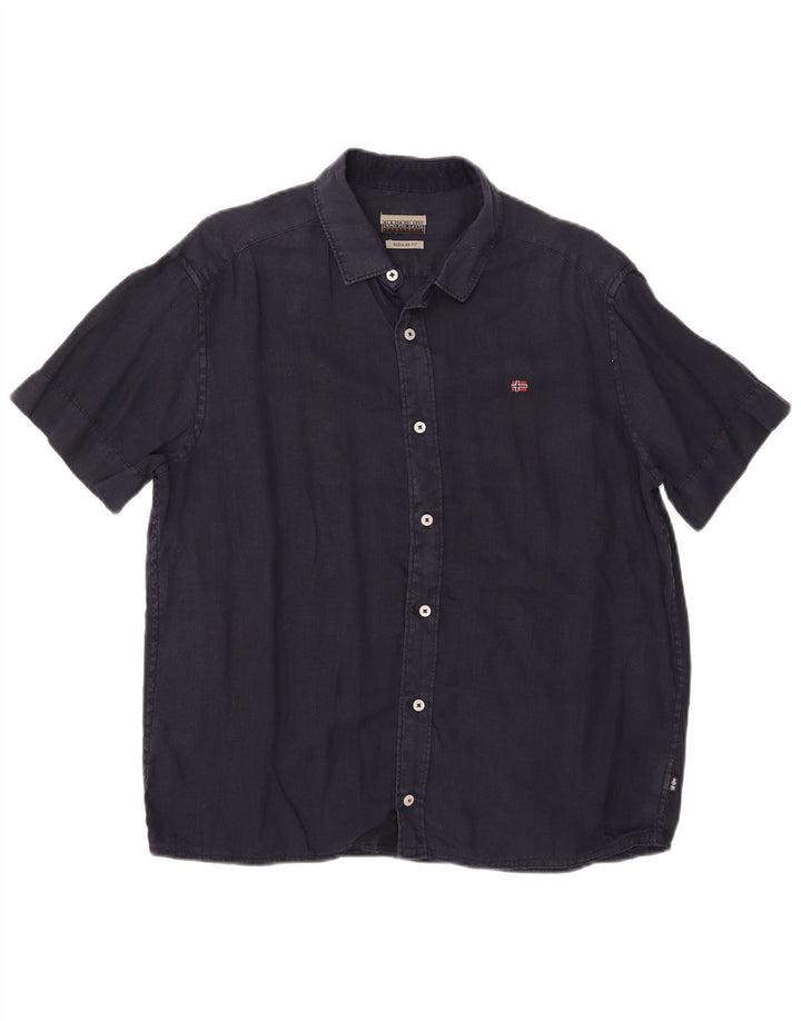 Napapijri Chemise à Manches Courtes Regular Fit Homme Bleu Marine Moyen