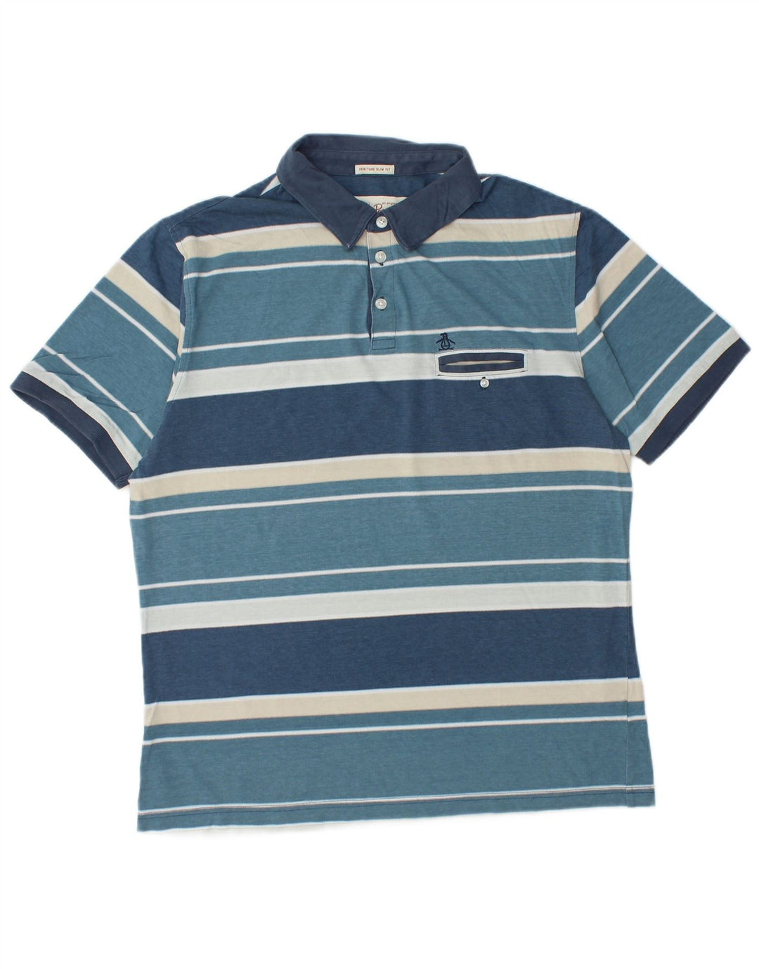 PENGUIN Polo Heritage Slim Fit Homme Bleu Colorblock Large