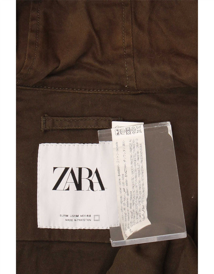 Zara Veste utilitaire à capuche pour homme UK 38 Coton kaki moyen
