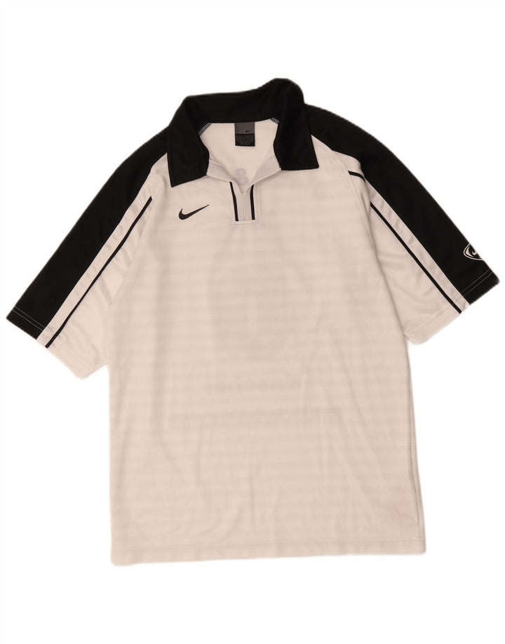 Nike Polo graphique pour homme UK 36/38 Petit Blanc Colorblock Polyester