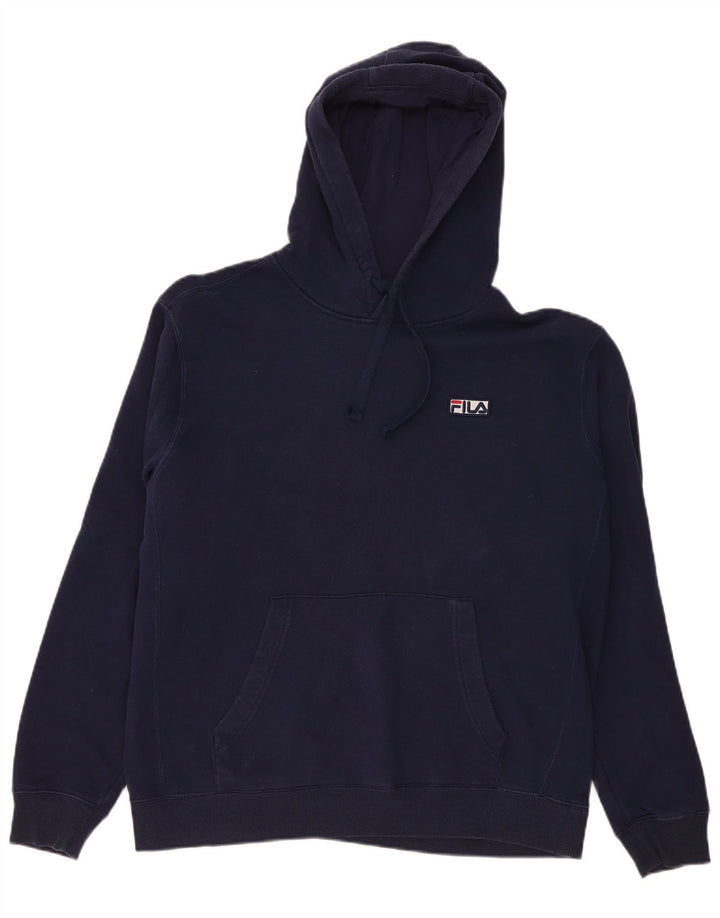 Fila Pull à capuche pour homme en coton bleu marine Large