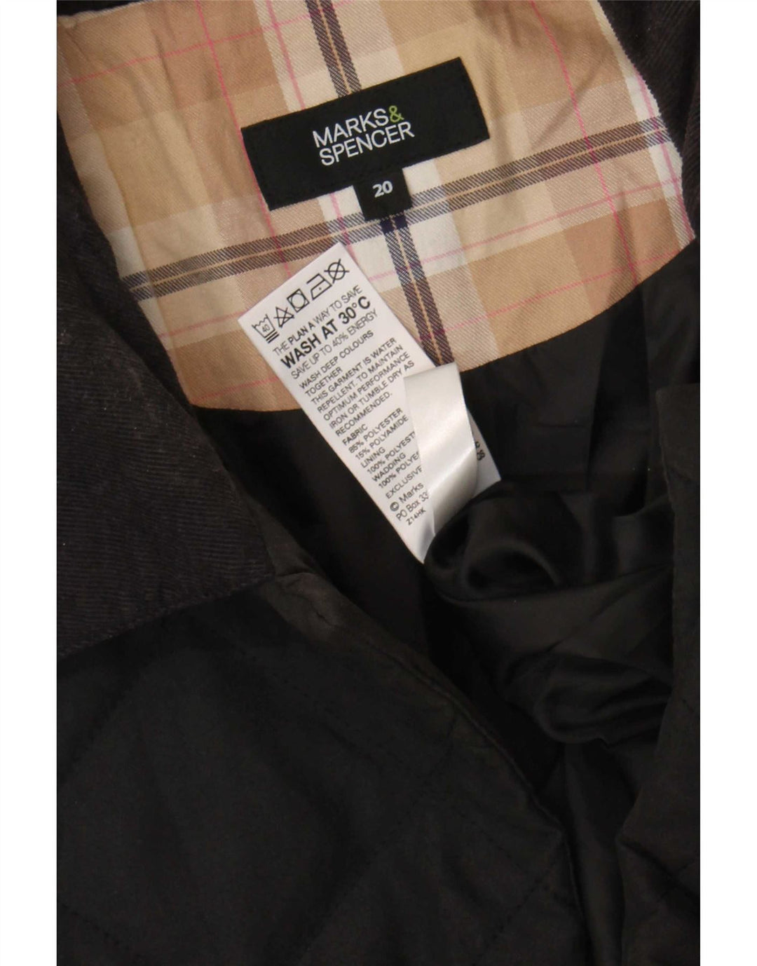 Marks & Spencer Veste matelassée pour femme UK 20 2XL Noir Polyester