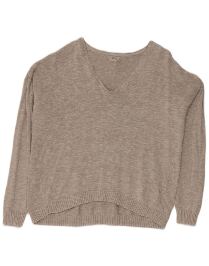 Fat Face Pull surdimensionné à col en V pour femme UK 16 Large Gris Coton