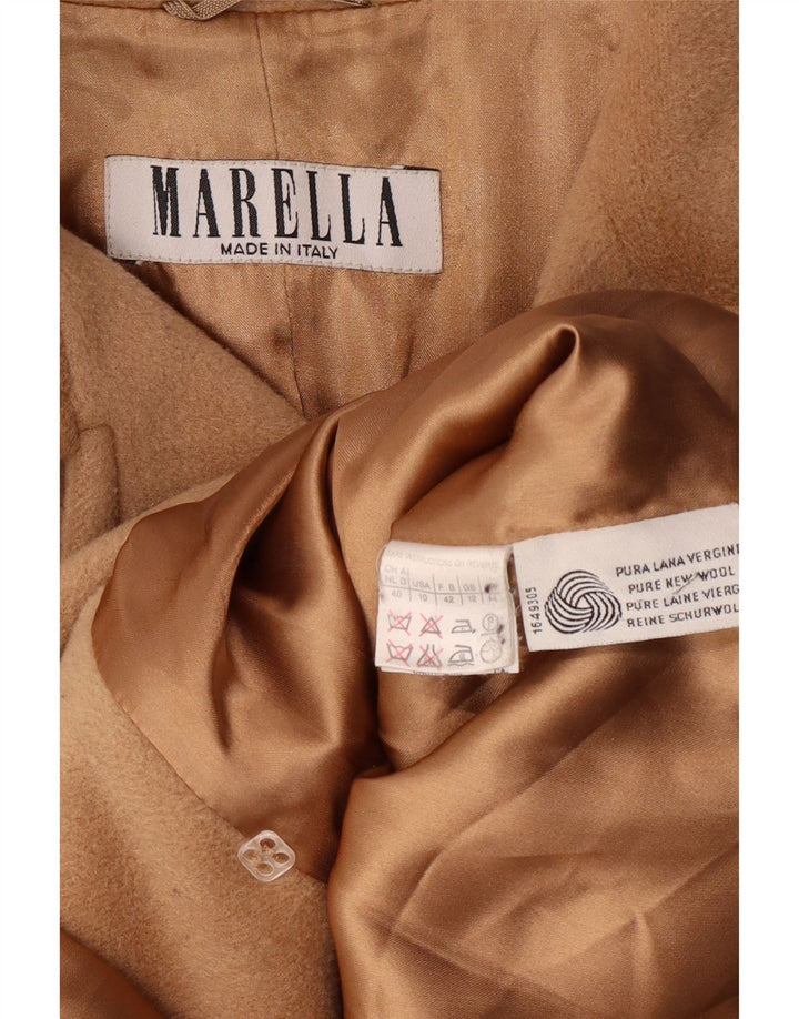 MARELLA Manteau double boutonnage pour femme UK 12 Beige moyen en laine vierge classique