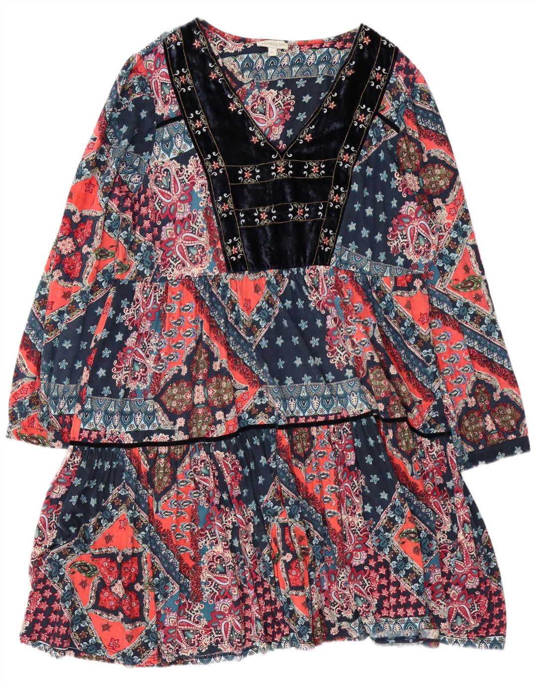 Monsoon Femme Robe Oversize à Volants UK 18 XL Coton Multicolore