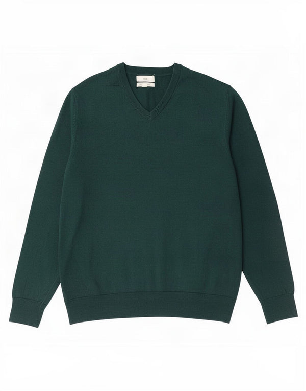 Marks & Spencer Pull col V pour homme XL en coton vert